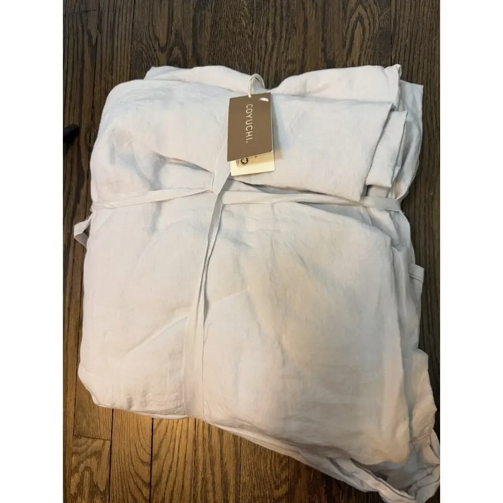 Coyuchi Organic Relaxed Linen Duvet Cover Fog Grey King Size NWT $548